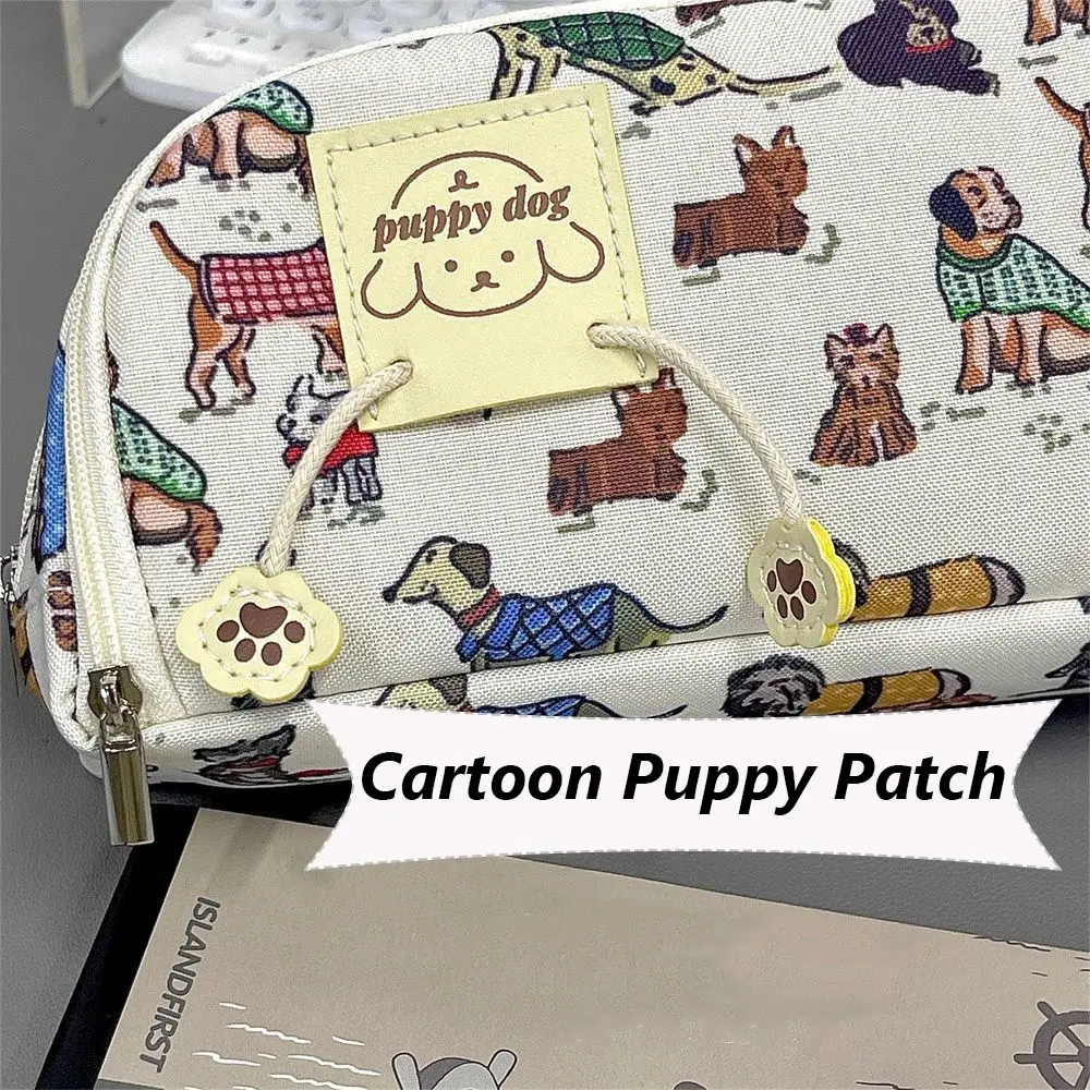 Puppy Print Pencil Case Creative Large Capacity Canvas Pen Bag Student Gift Stationery Organizer Stationery Bag