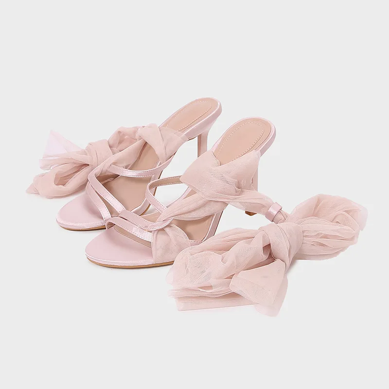 

2026 New Women's Shoes Exquisite Ribbon High Heeled Sandals for Woman French Romance Casual Shoes Designer Shoes Sandalias Mujer