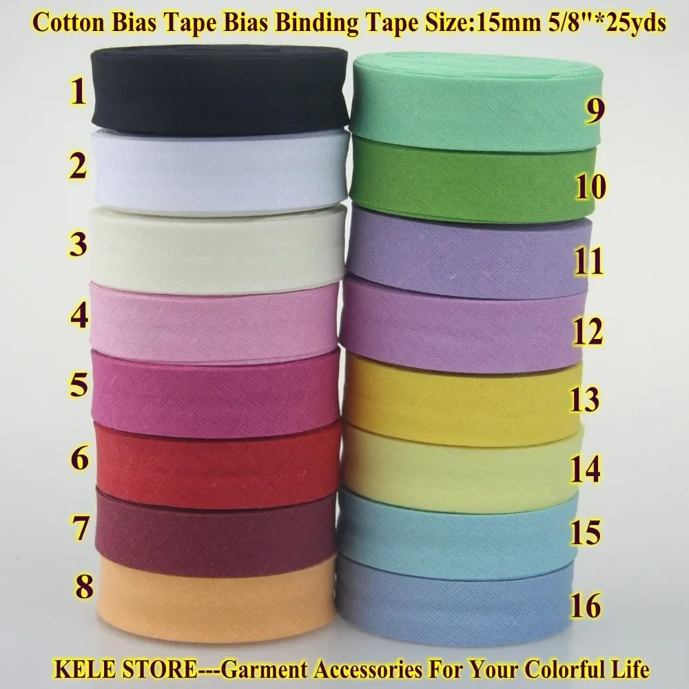 100% Cotton Bias Tape,size:15mm,width:5/8\