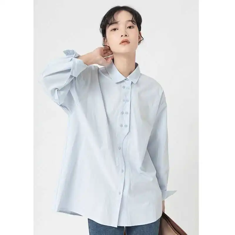 

00% Cotton Commuter Irregular Workwear irt Women Early Autumn 2025 New Layered Wear Inner irt Top French Sle Loose Fit