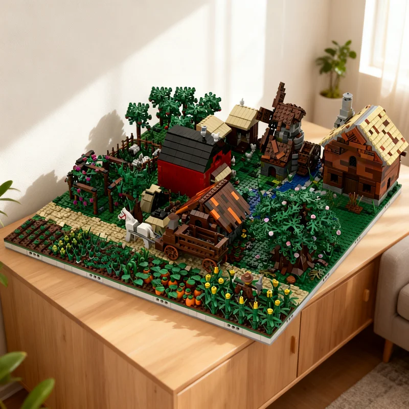 4425pcs MOC Modular Farm Village Build 16 MOCs Modular Buildings Model Building Blocks Architecture Toys Christmas Gift Brick