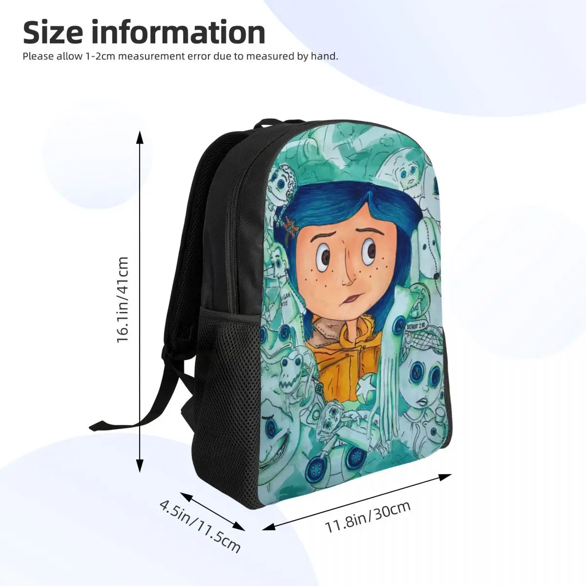 Horror Halloween Movie Coraline Backpack for Men Women Waterproof College School Bag Print Bookbag