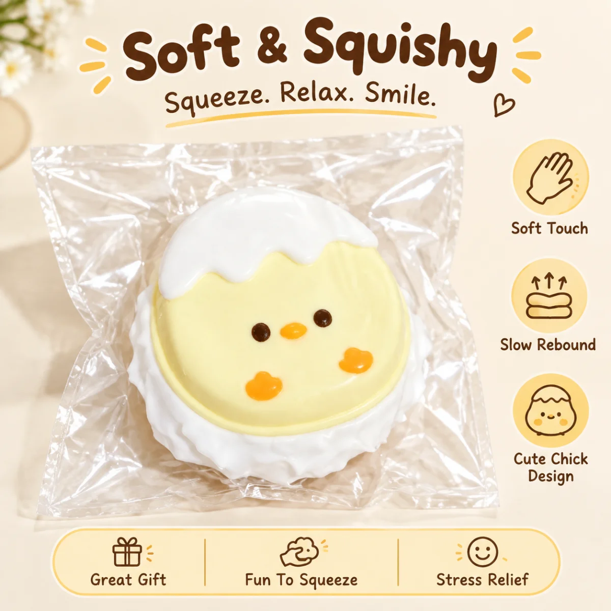 Food Grade Silicone Chick In Egg Shell Squishy Toy Cute Egg Chick Stress Relief Squeeze Fidget Toy For Kids Gift