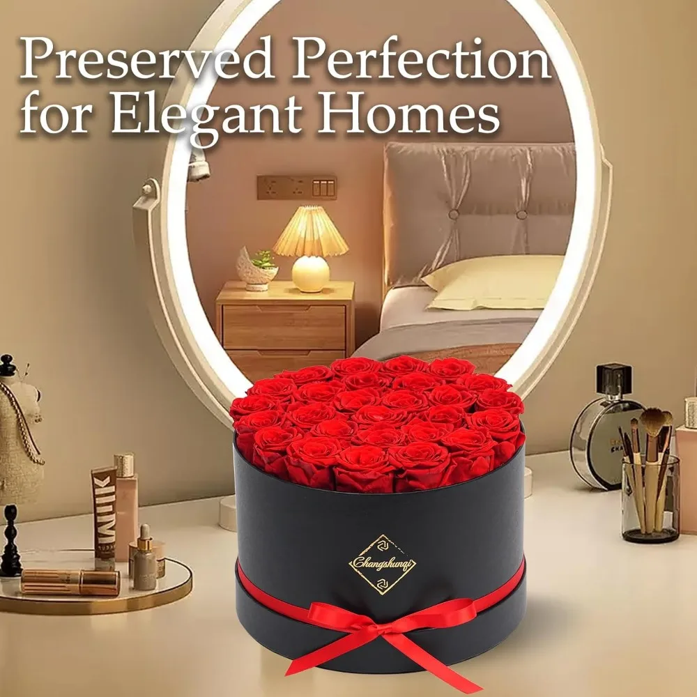 27 ورود محفوظة للأبد في صندوق، زهور حقيقية لهدايا أعياد الميلاد للنساء، الذكرى السنوية، عيد الأم #6