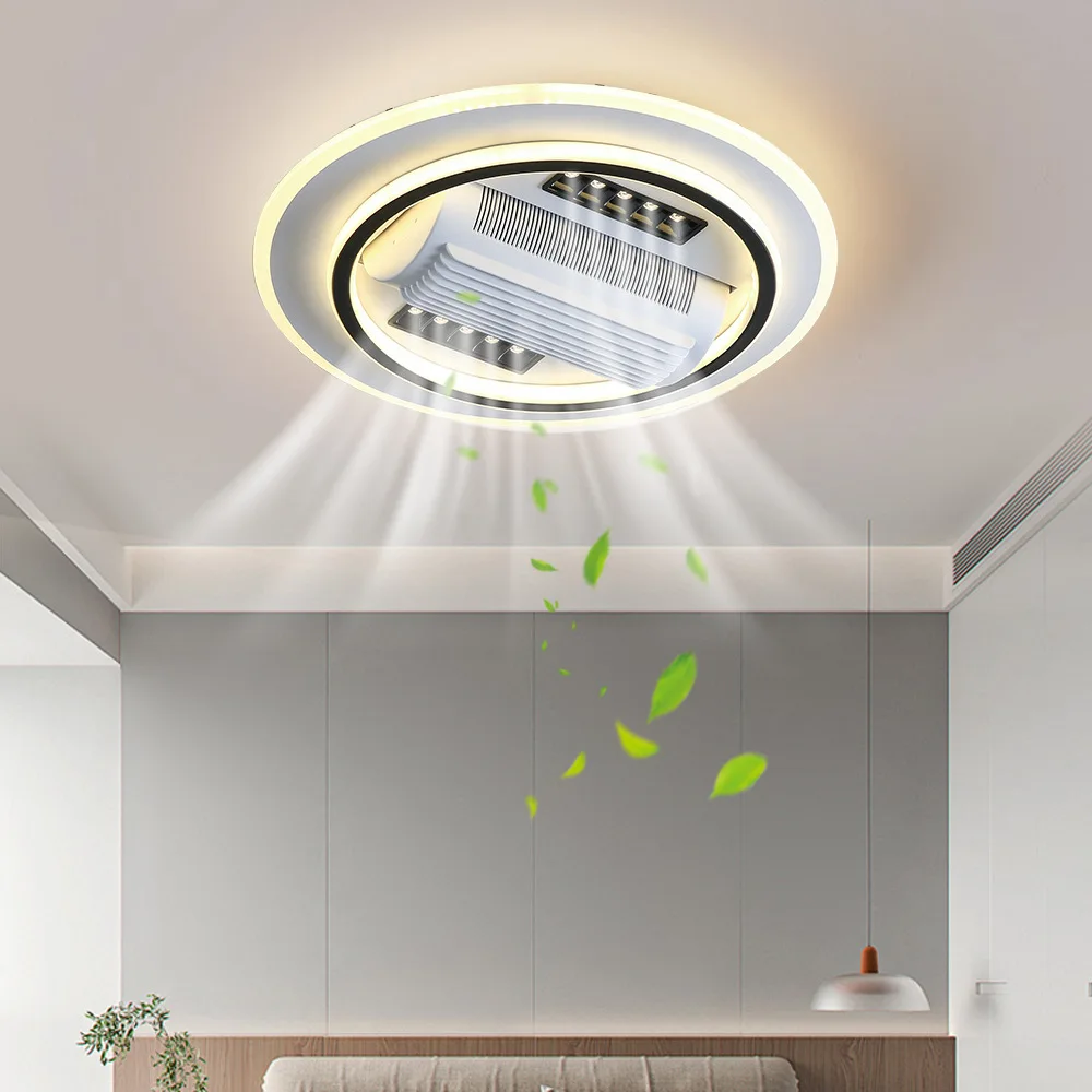 Modern Minimalist Invisible Bladeless Ceiling Fan Light Silent 6 Speed Remote Control For Living Room