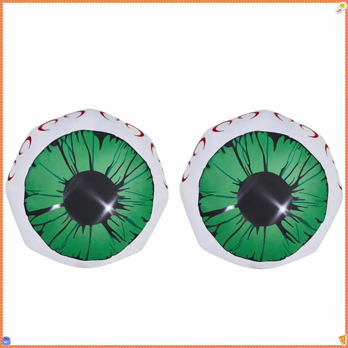 

Набор из 2 гигантских надувных изделий с зеленым глазным яблоком — светодиодная подсветка длиной 3 фута, уличный декор на Хэллоуин для двора и страшной вечеринки