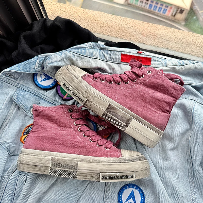 Casual canvas men's shoes Trendy and versatile designer styles Fashion Party Personalized shoes for young people Thick soled view 2