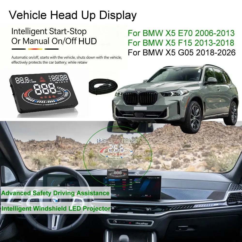 Car HUD Head Up Display For BMW X5 E70 2006-2013 F15 2013-2018 G05 2018-2026 Auto Electronics Accessories