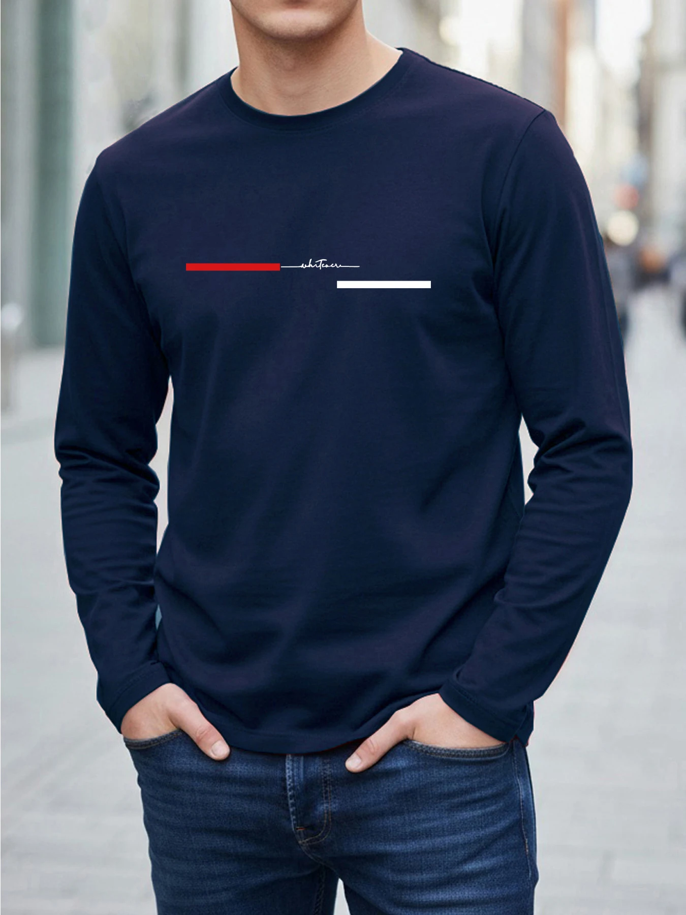 T-shirt à manches longues pour homme, automne, simple et décontracté, imprimé « PARIS », col rond, tendance et élégant, haut de sport grande taille.
