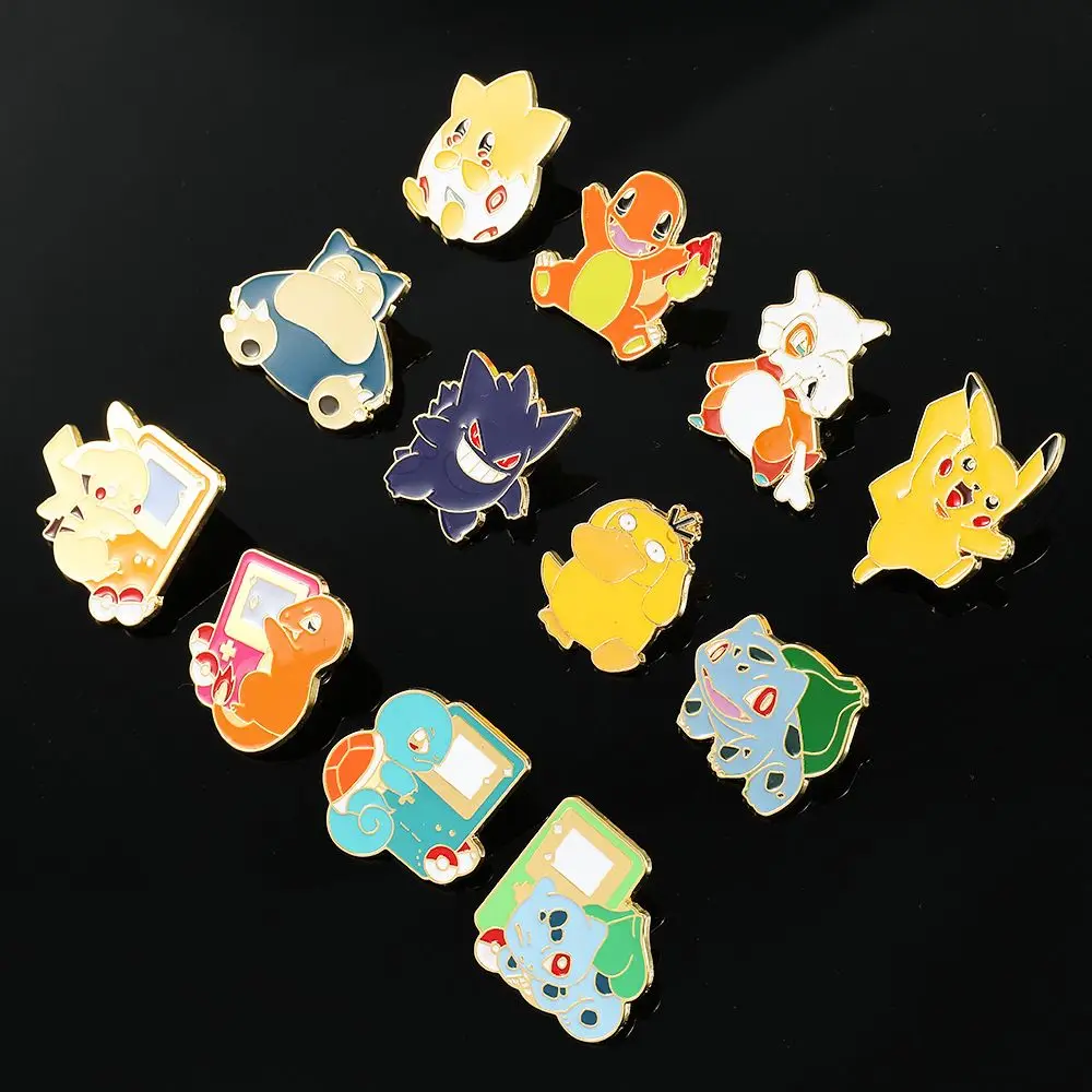 Pokemon Pikachu Anime Metal Enamel Brooch Badges on Backpack Clothing Lapel jackets Jeans Accessories Jewelry Decoration Card