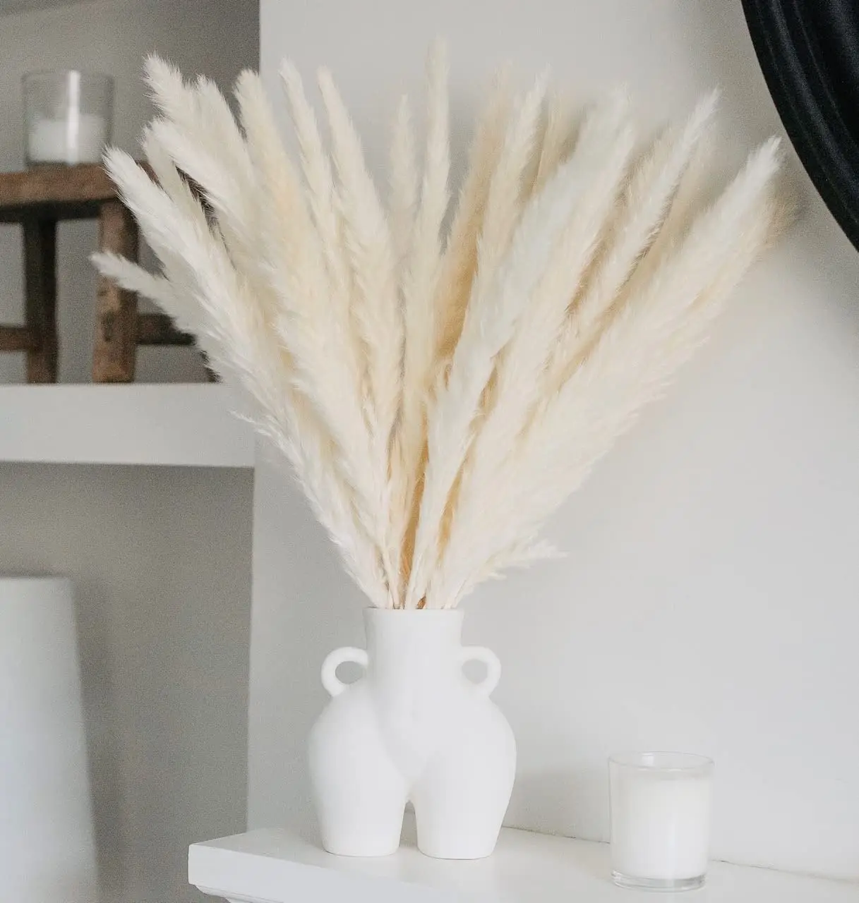 Natural Pampas Grass Fluffy Small Reeds Flowers Bouquet Boho Living Room Decoration Bunny Tail Grass Dried Flowers for Wedding