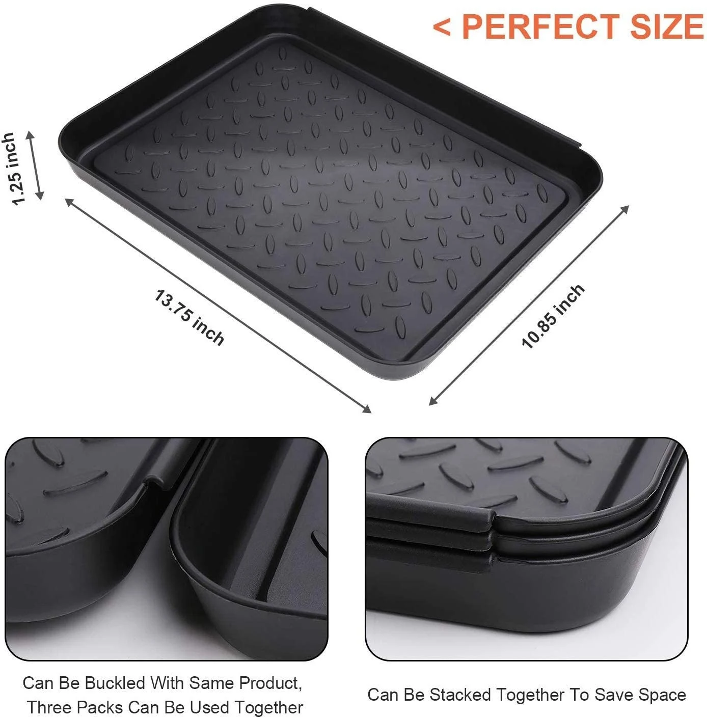 AB53 3PCS Boot Tray Heavy Duty Shoe Mat Trays,Storage Tray,Dog Bowl or Cat Bowl Mats Trap Mud to Protect Floor 13.7X10.8 Inch