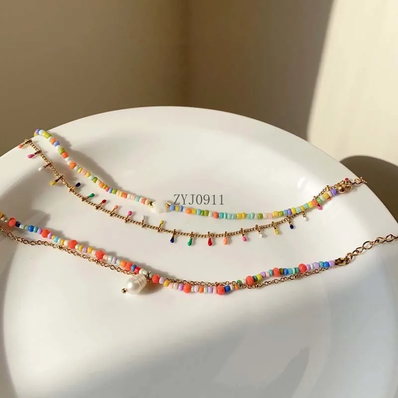 *2024 New  Colorful Crystal Beaded Bracelet for Women Elegant Sweet Handmade Woven Chain Bracelet Jewelry Accessories