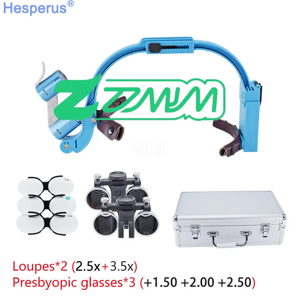 

HESPERUS Full Set 2.5X 3.5X den tal Headlamp Medical Loupes Magnifier Wireless Surgical Head Light den tal Operation