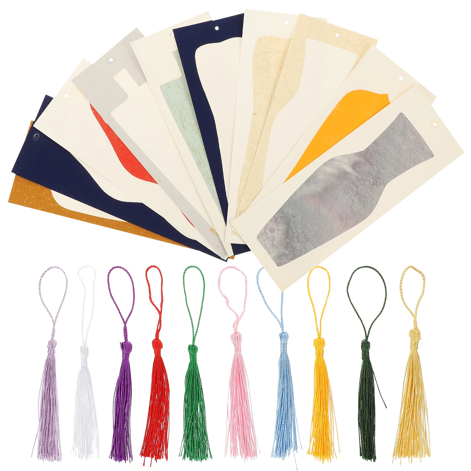 10er-Set 10er-Set Lesezeichen im chinesischen Stil mit Quaste zum Selbermachen, leeres Papier, Basteln, Bulk-Dekorationen für Studenten, Lehrer, Geschenke