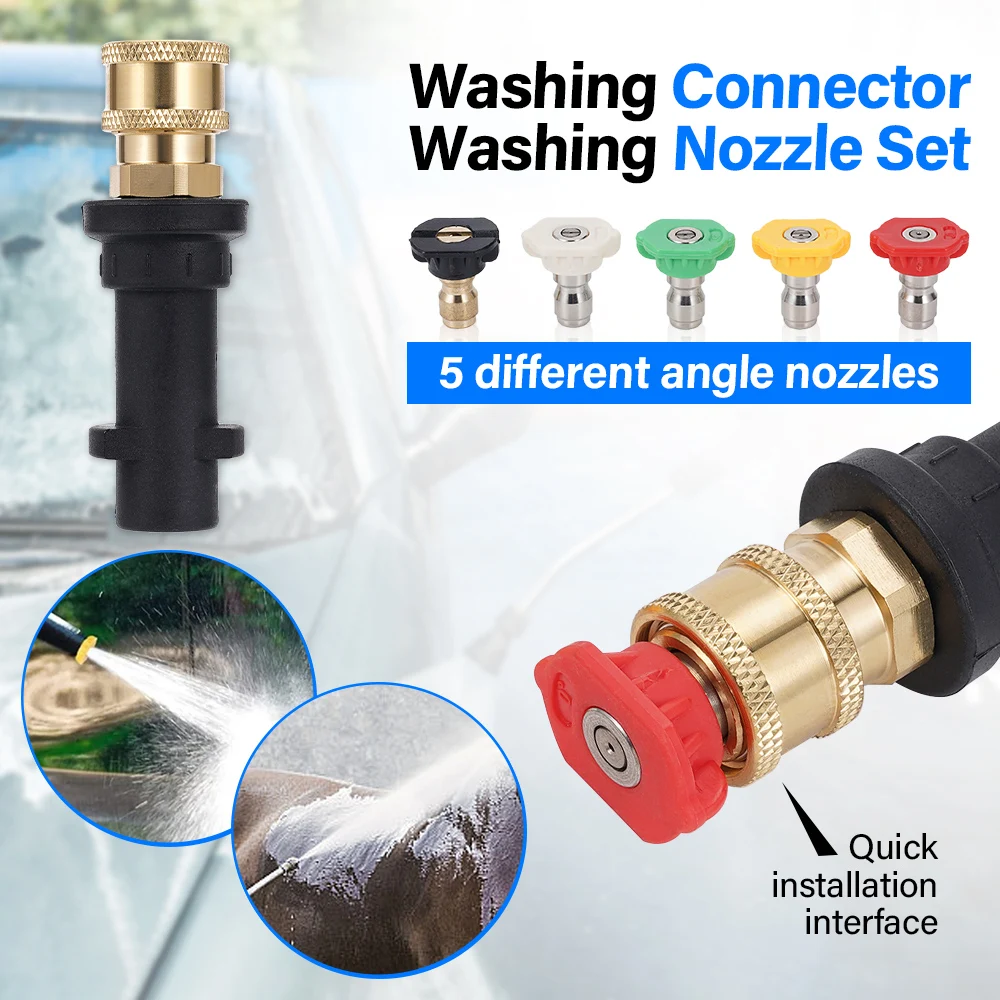 K2-K7k Series Adapter+5 Color Nozzle High Pressure Water Gun Union High Pressure foam Kettle Retrofit Parts Cleaning