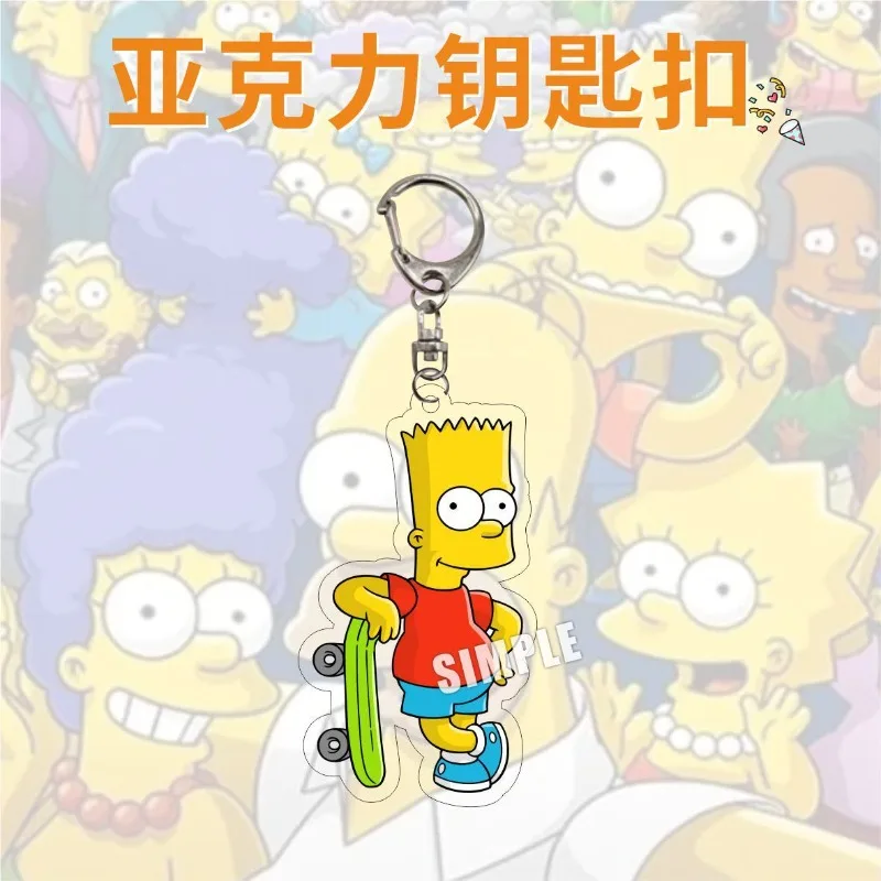 2026 New Wholesale Cute The Simpsons Acrylic Backpack Keychain for Couples and Best Friends Versatile Trendy Accessories Pendant view 5