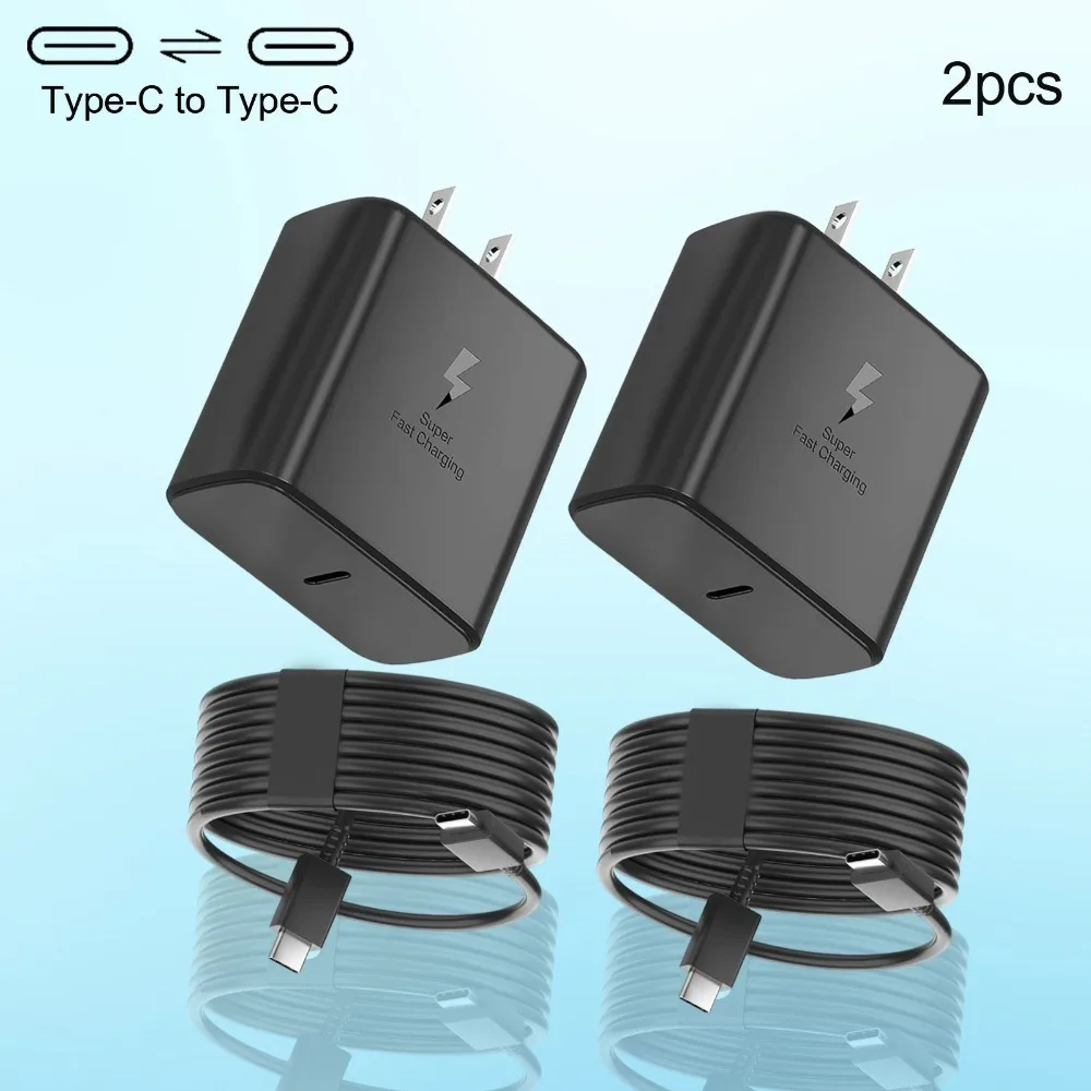 

2pcs 45W Fast Charger & 39.37inch Braided Cable | Super Fast Charging Set for Most Phones, Tablets, and Laptops