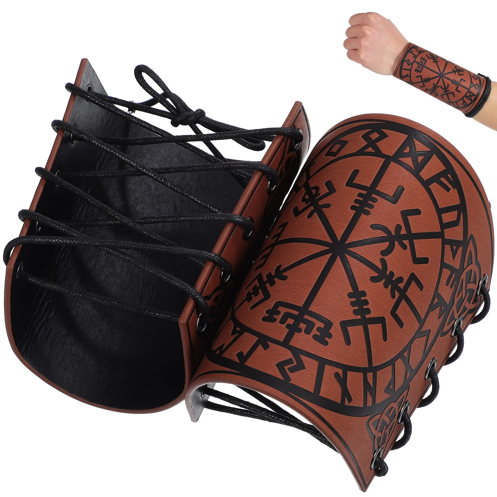 

2 шт. тисненые средневековые браслеты, регулируемые наручи из искусственной кожи, аксессуары для косплея