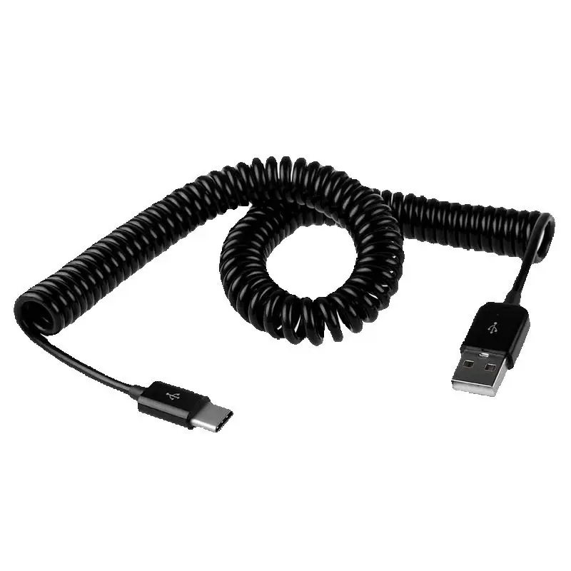Spring Retractable Charging Cable Type C Micro USB Flexible Elastic Stretch Charger Cable Data Sync Cable Type-C Kable Android - zdjęcie 1