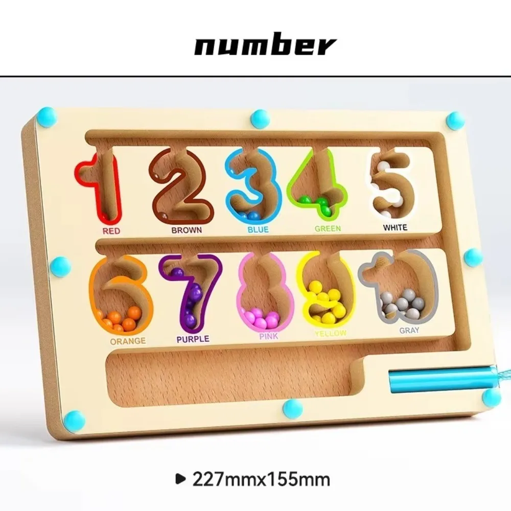 

Wooden Material Montessori Magnetic Games Fine Motor Skills Development Creative Toy Maze Board Pen Moving Bead