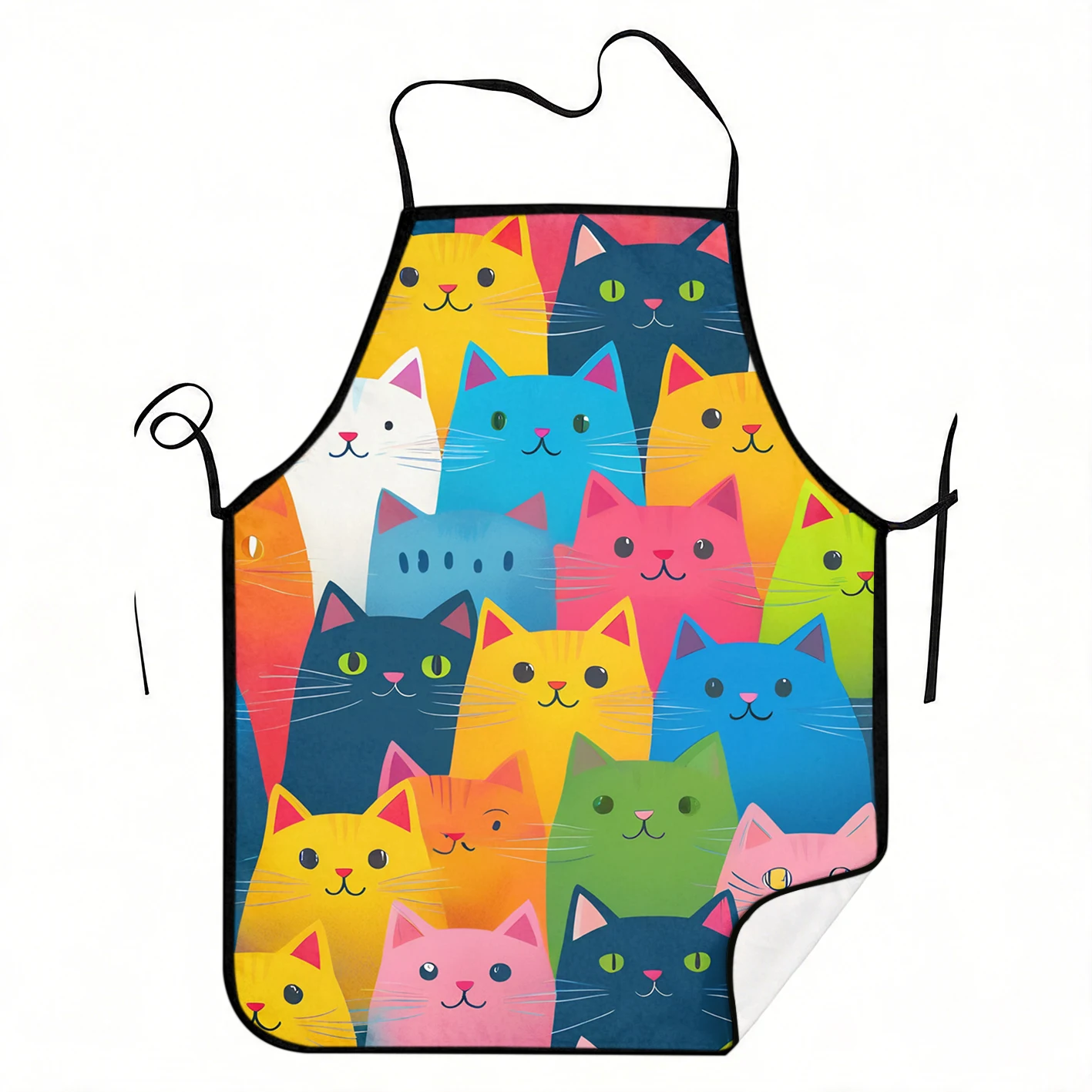 Leopard Heart Print Apron, Black with Stylish Leopard Heart Pattern Apron Women's clothing