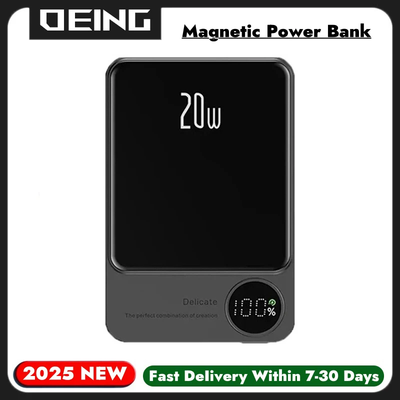 

10000mAh Alloy Macsafe Power Bank 15W Magnetic Wireless Fast Charger For Magsafe iPhone 16 15 14 13 12 11 External Spare Battery