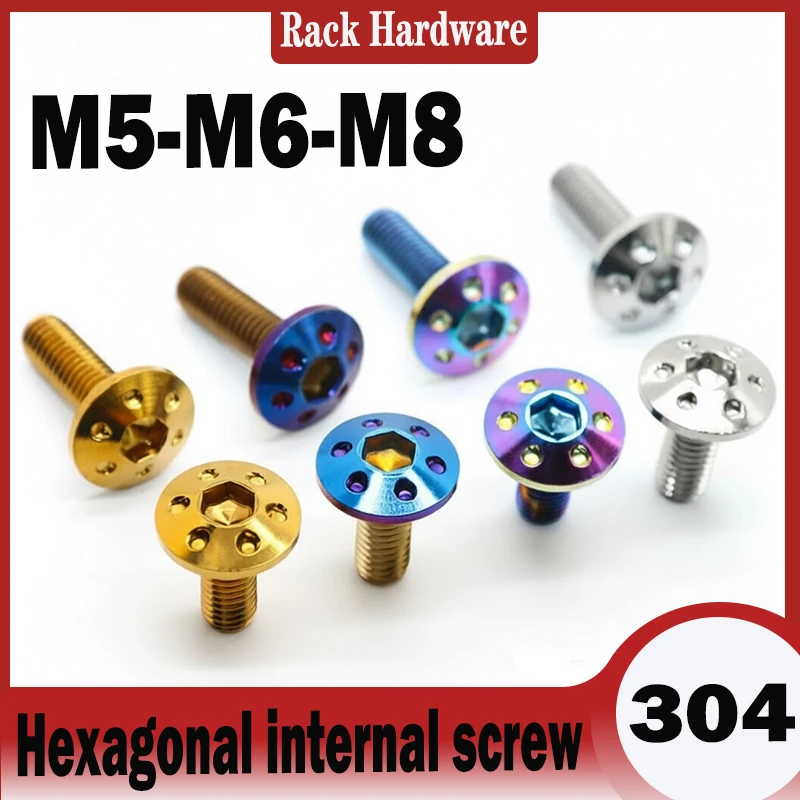 AliExpress NONE M5 M6 M8 Titanium Blue/Gold 304 SS Hex Socket Flat Head Screws Motorcycle Bike Bolts