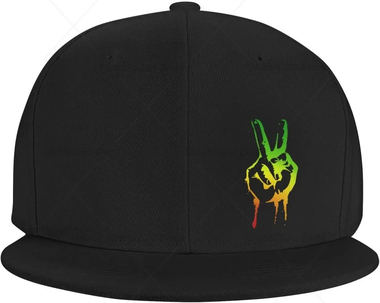 Jamaica One Love Hat Flat Bill Baseball Cap Hip Hop Style Flat Visor Hats Adjustable Funny Black Cap Unisex