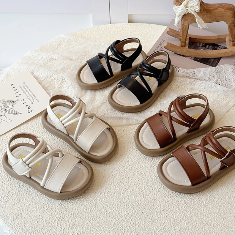 Girls Princess Hollow Sandals 2026 Summer New Korean Version Child Soft Shoes Casual Girls Anti Slip Travel Beach Sandals