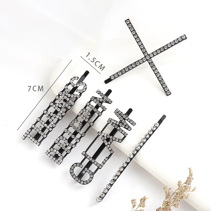 Crystal Hair Accessories Rhinestone Word Hair Clips English Letter X Hair Pins Bobby Pin Barrette Stick Headwear Jewelry