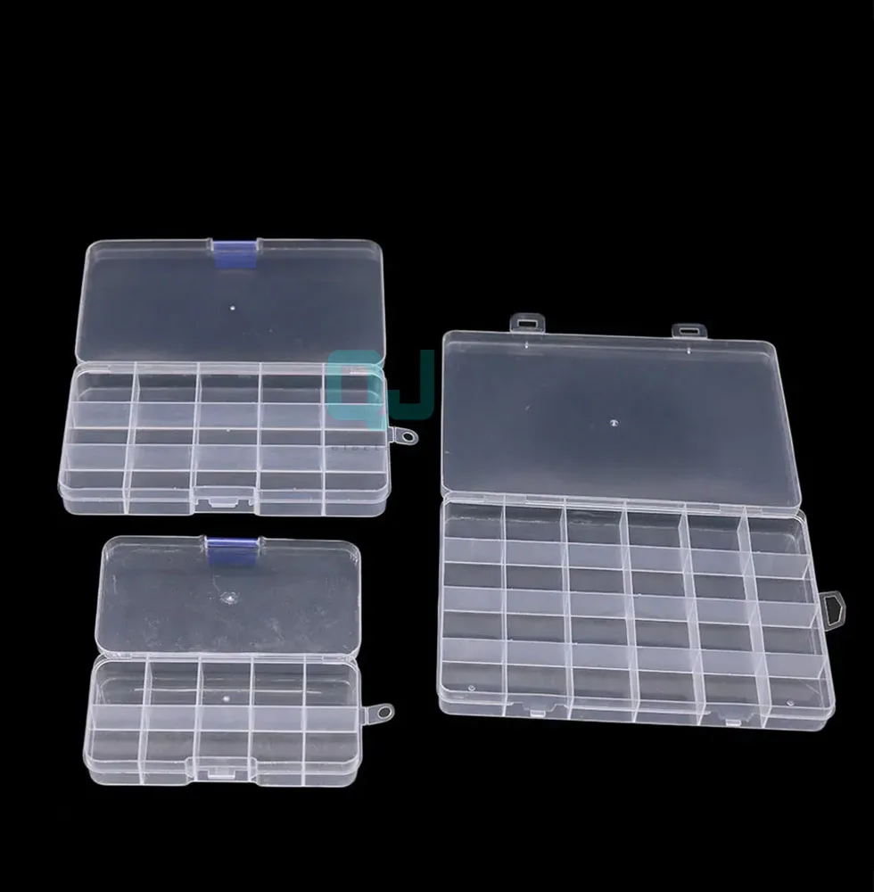 10/15/24 Fixed Grids Clear Plastic Storage Jewelry Box Compartment Container for Beads Crafts Jewelry Tackles Earring Box