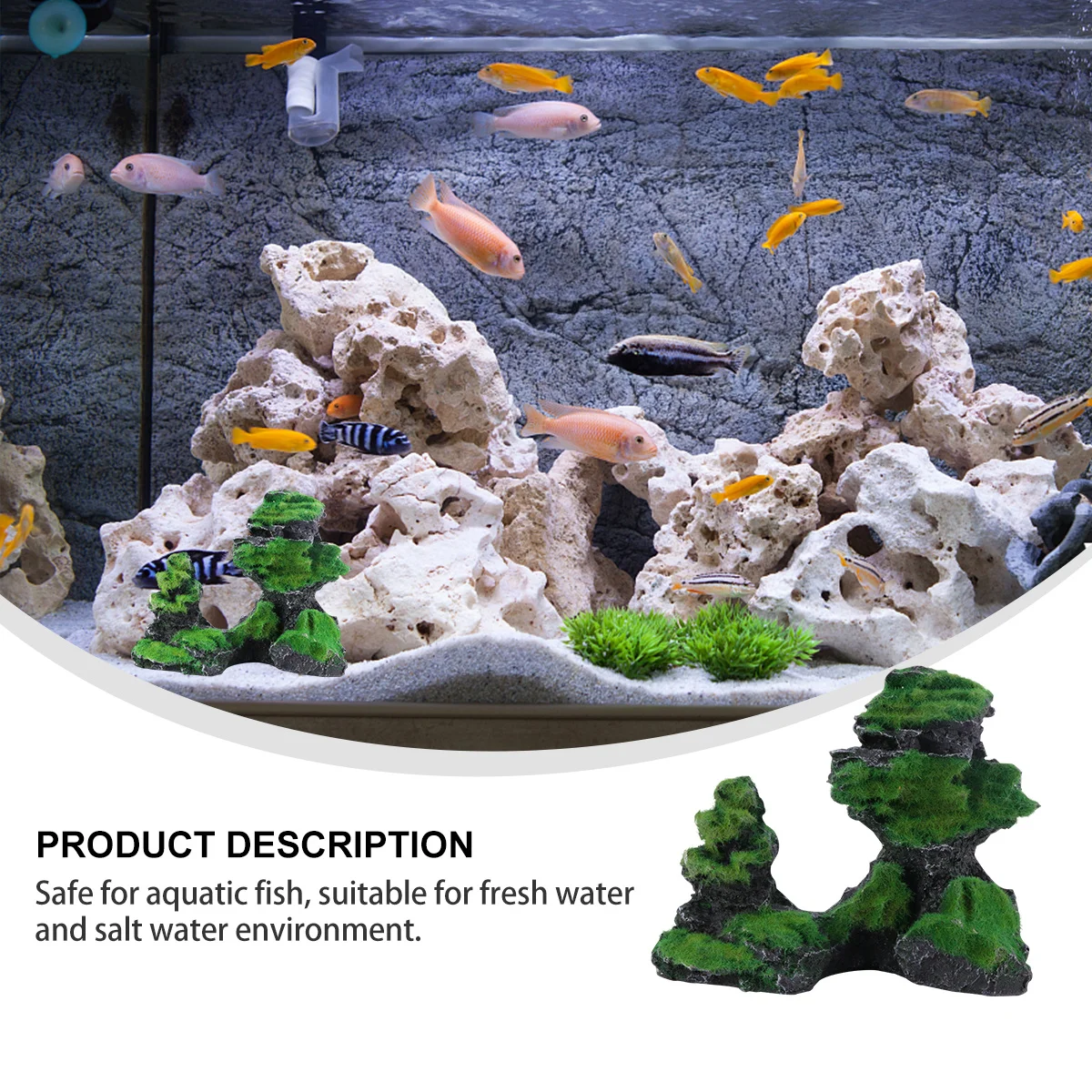 

1pc Artificial Rockery Fake Mountain Decor Resin Aquarium Cave For Freshwater Saltwater Tank Home Office Decorative Stone