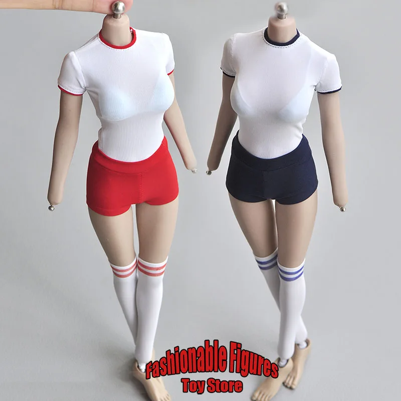 1/6 Women Soldier Sport Shirt Hot Shorts Medium Stockings Cute Japanese Student Clothes Fit 12