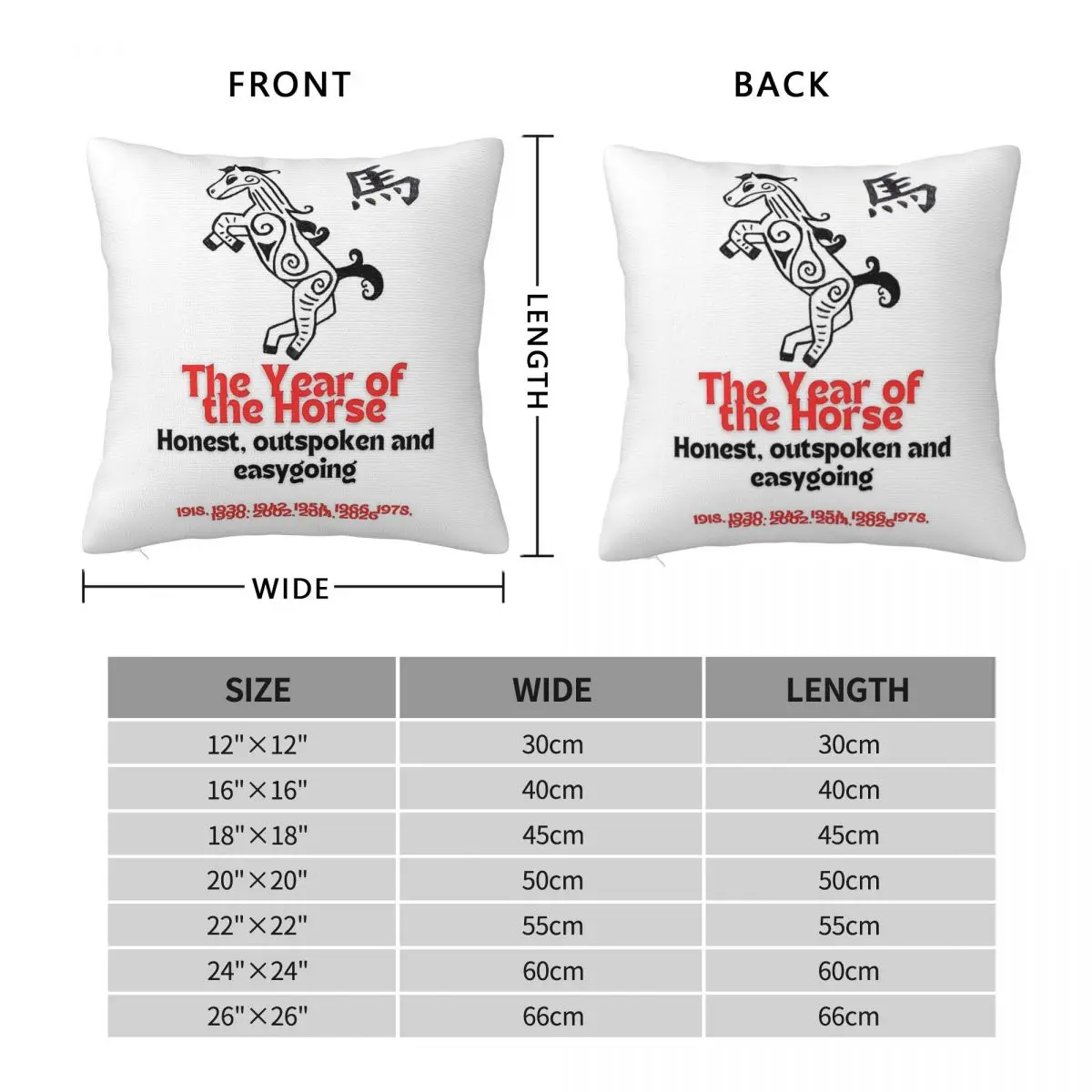 Year Of Horse Honest Tranquility Square Pillowcase Polyester Linen Velvet Printed Zip Decor Car Cushion Cover