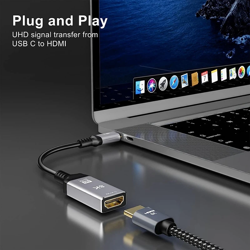 USB C To -Compatible Adapter 4K 120HZ High Definition Patch Cord For Computer Monitor Support 48Gbps Transfer Rate