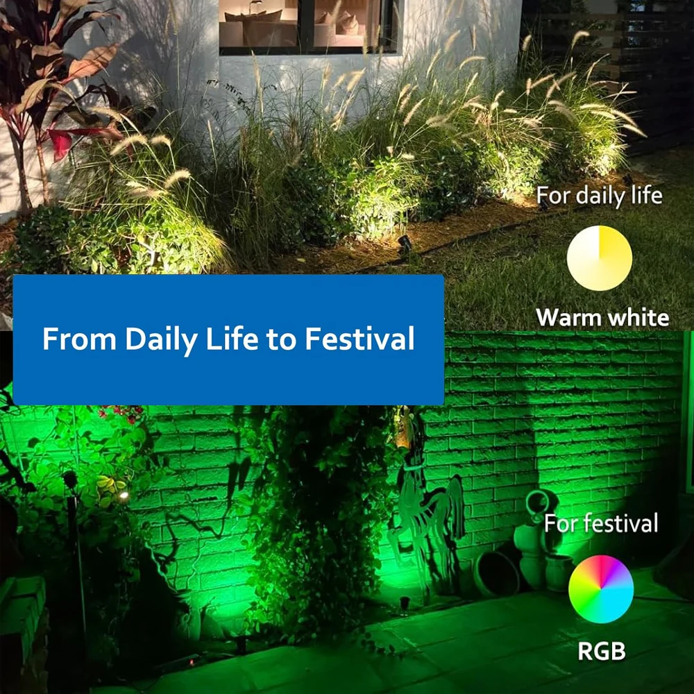 ไฟส่องสว่างภูมิทัศน์ RGBW 10W พร้อมรีโมท สปอตไลท์ 110V 220V กันน้ำ IP65 สำหรับสนามหญ้า ต้นไม้ สวน ไฟคริสต์มาสกลางแจ้ง