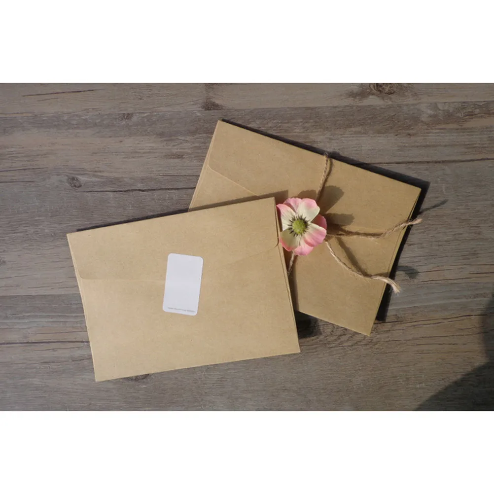 60Pcs 10.5x6.7cm Retro Blank Kraft Paper Envelopes Brown Vintage Letter Pattern Multipurpose Storage for Coins Bills Checks