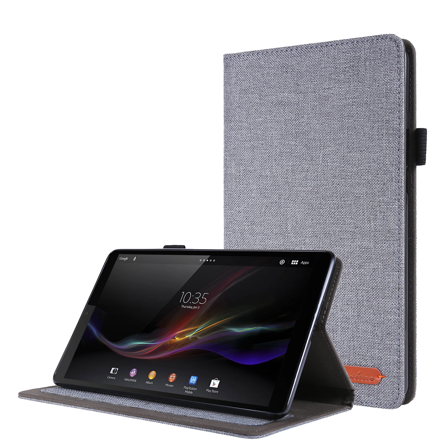 

Тканевый кожаный чехол с отделениями для карт и подставкой для Lenovo Tab M8/Tab M8 (2-го поколения) - серый