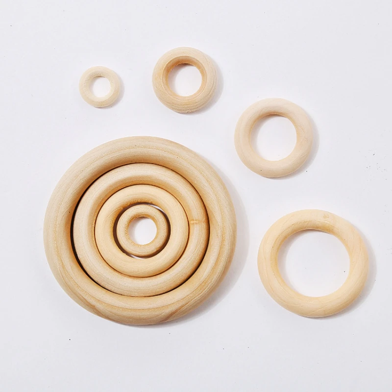 Unfinished Solid Wooden Rings 13-120MM Natural Wood Rings for Macrame DIY Crafts Wood Hoops Ornaments Connectors Jewelry Making