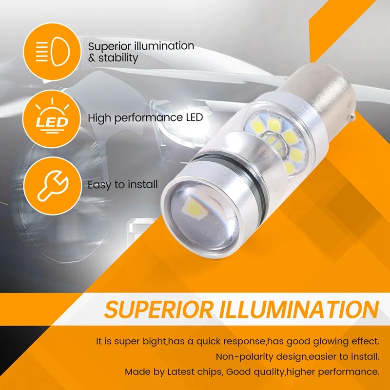 ●Super Bright 100W 2000Lm 1156 Led Reverse Vehicle Head Light Driving Light Ma