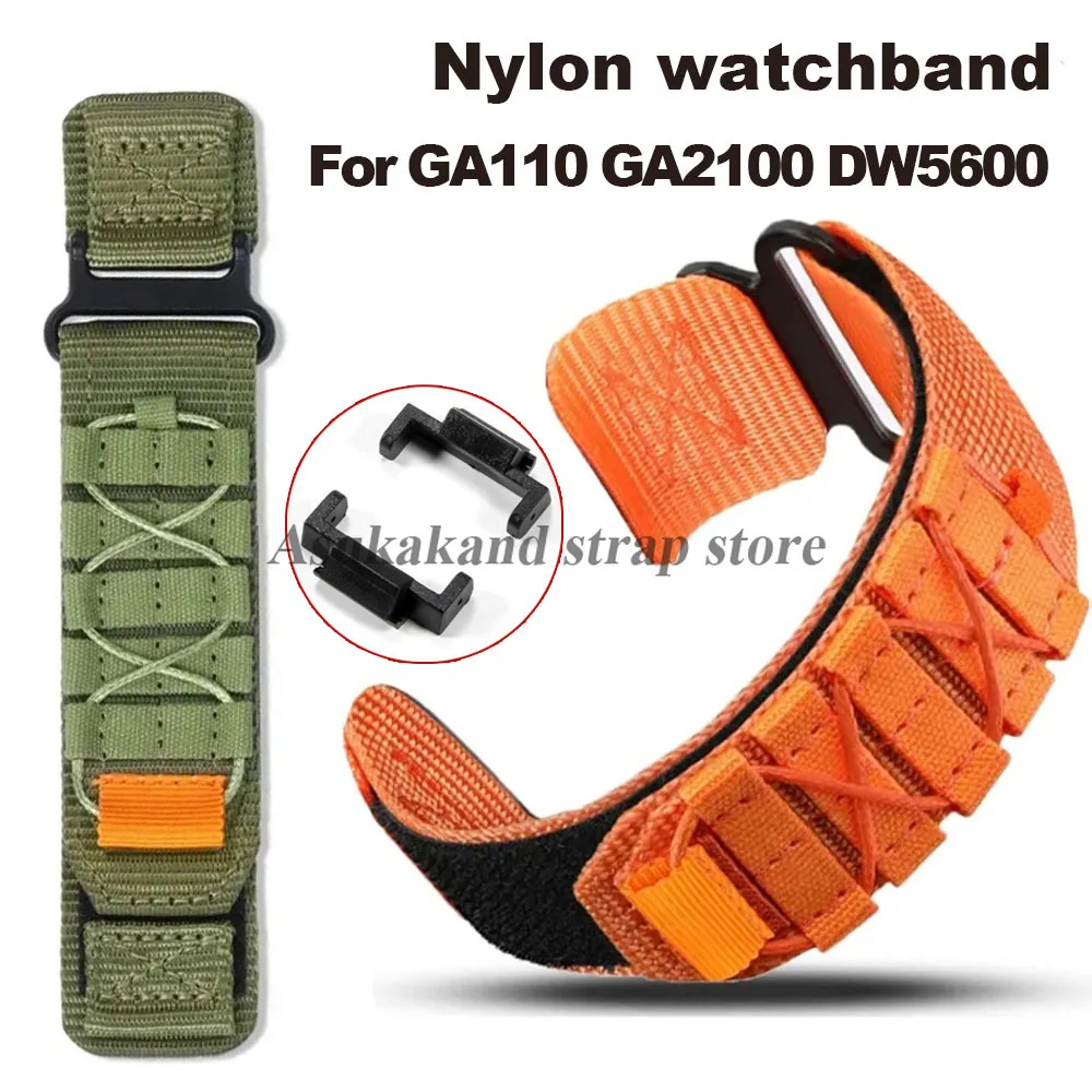 عالية الجودة النايلون حزام الساعات ل GA110 GA2100 DW5600 حزام (استيك) ساعة الأخضر المعصم للرجال سوار الرياضة حزام ساعة الملحقات