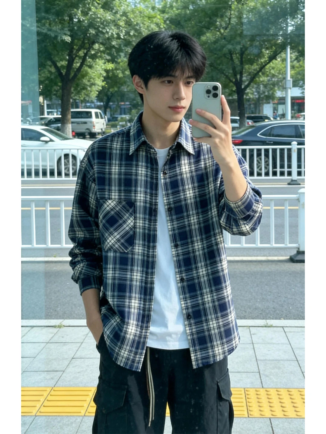 

Cleanfit American Retro Plaid Long Sve irt Men's Spring Autumn Loose Fit Sun Protection Outerwear Regular Length