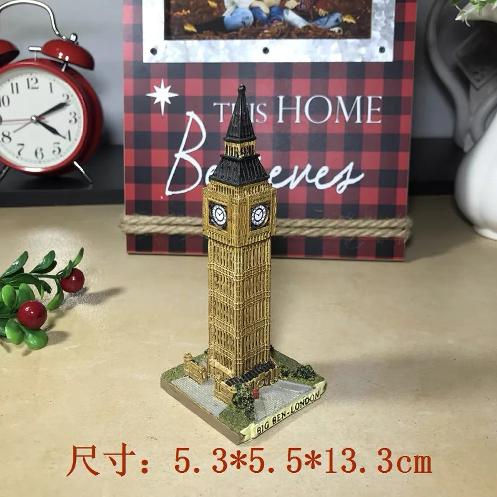 Edificio mundialmente famoso Reino Unido Londres Elizabeth reloj Torre Big Ben artesanía figura modelo juguetes regalo recoger