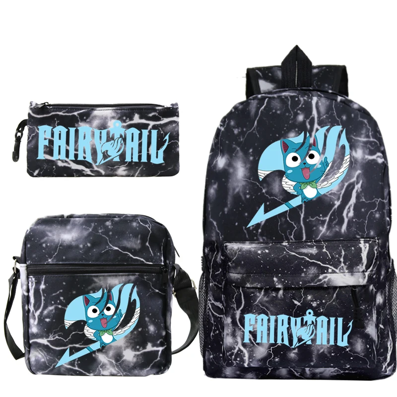 

Fairy Tail Backpacks Boys Girls Bookbag Anime 3 PCS/set Mochila Students School Bag Men Women Laptop Bag Teens Daily Rucksack