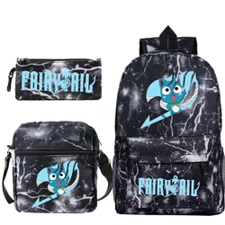 Fairy Tail Backpacks Boys Girls Bookbag Anime 3 PCS/set Mochila Students School Bag Men Women Laptop Bag Teens Daily Rucksack