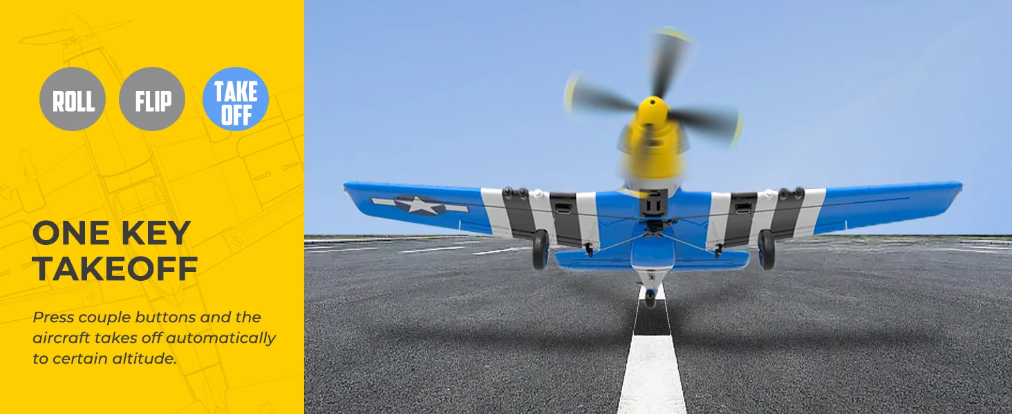 Volantexrc 4-CH P-51D Mustang RC Plane, One-Key Aerobatic, 6-Axis Gyro, 30 Min Flight, Beginner to Pro, Ideal Outdoor Gift.