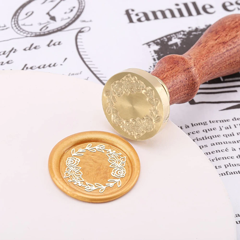 Valentine\'s Day Theme Patterns Wax Seal Stamps Ring Removable Round Brass Stamp Heads for Decorating Wedding Parties,Invitations