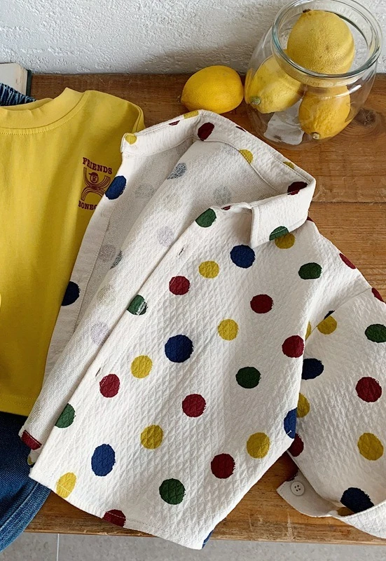 2026 Spring and Autumn Fashion New Boys Clothing Polka Dot Layered Inner Shirt Childrens Spring Stylish Jacket
