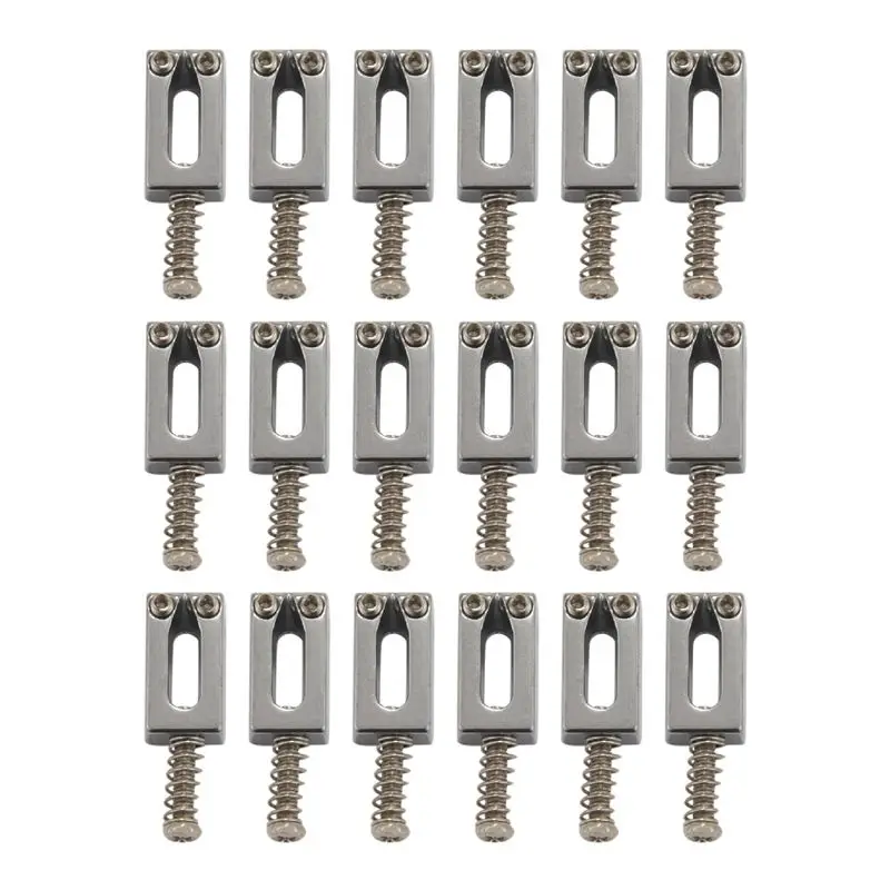 B48B-18 Pieces Electric Guitar Bridge Saddles Flat Set For Tele Guitar Replacement